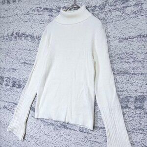 Ramit Turtleneck Rib Knit Flare Sleeve Ivory L Fall/Winter